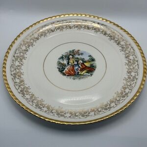 Vintage Atlas China 22kt Gold Courting Couple Fragonard Decorative Plate 10.75in
